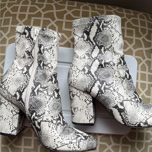 Steve Madden Black and White Snakeskin Ankle Booties